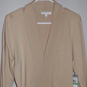 Chaus New York No Button Cardigan in Khaki Size L